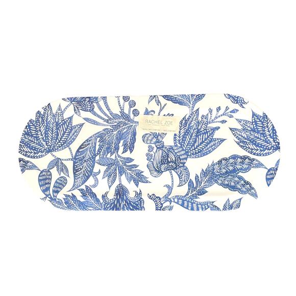RACHEL ZOE Spring Blue Botanical Floral Melamine Oval 8 x 18 Serving Tray NEW - Picture 1 of 6